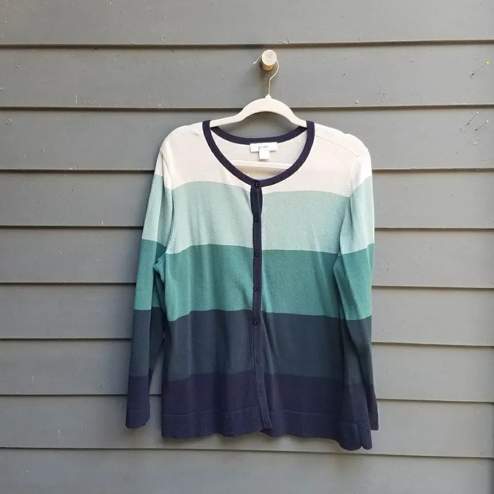 C J Banks Shades of Green Cotton Cardigan size 1X